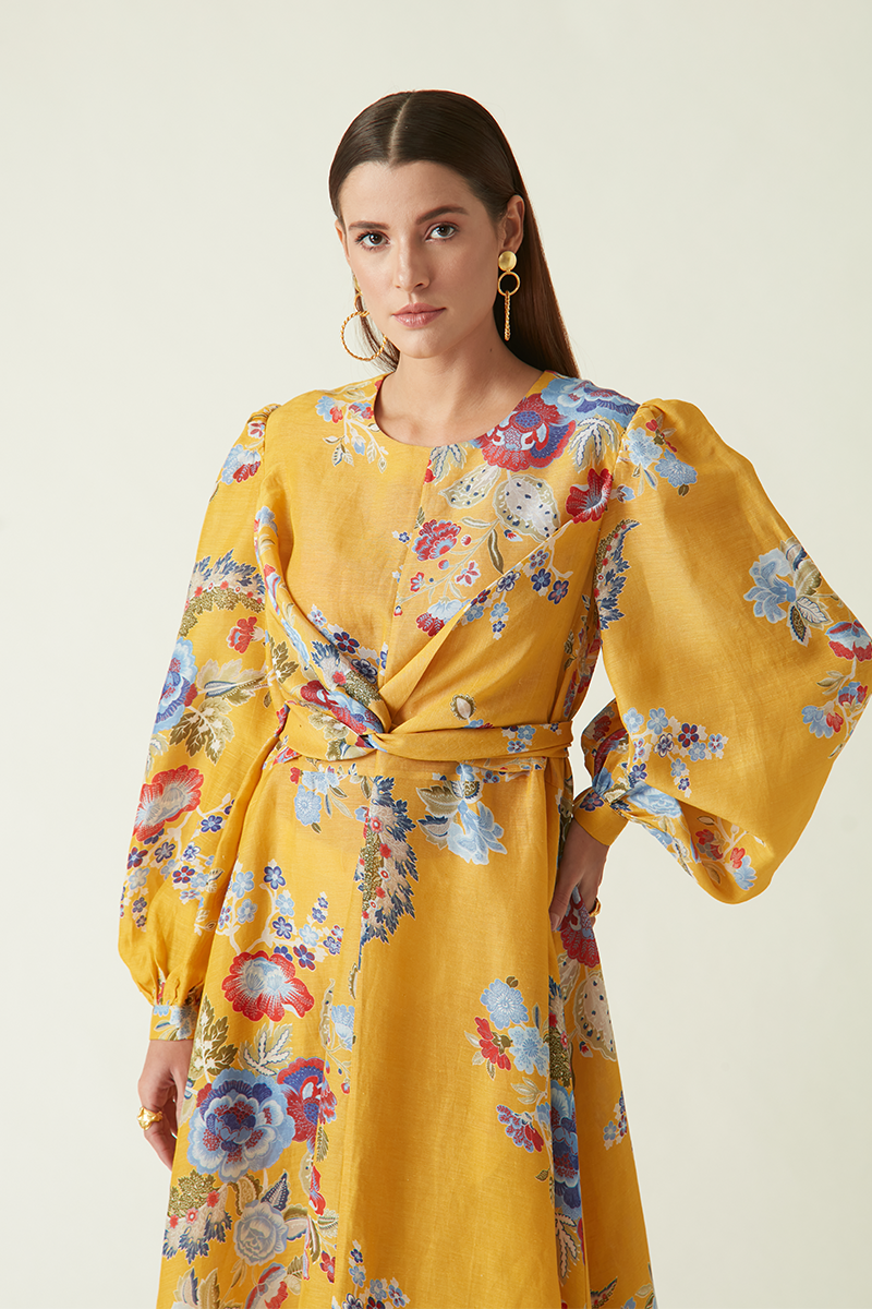 Summer Dress Cupro Linen Tapis Printed-Fashion Edit Java 03A-4JV-07-Payal Pratap - Shop Cult Modern