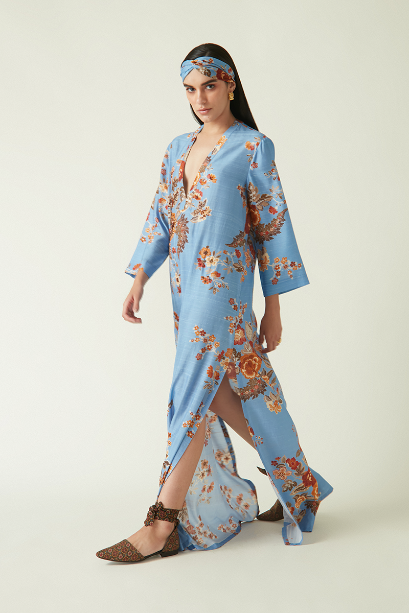 Summer Kaftan Linen Satin Embellished-Fashion Edit Java 03A-4JV-11-Payal Pratap - Shop Cult Modern