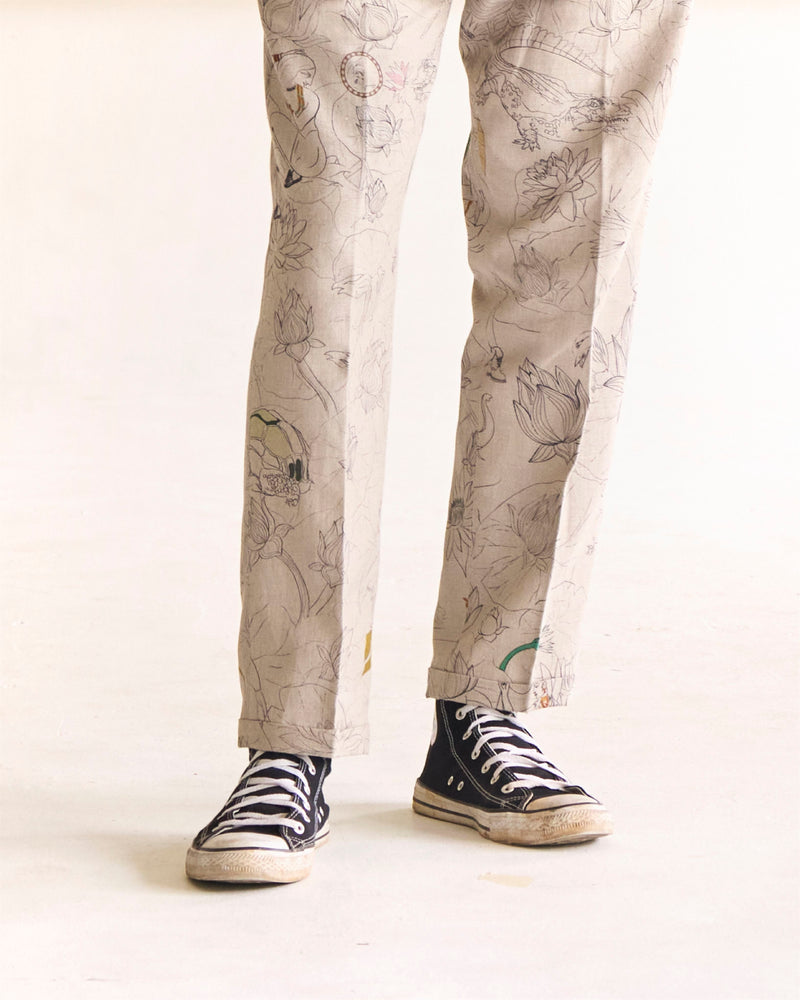 Summer Trousers Fresco Raahi Linen White P102LI534 SuketDhir - Shop Cult Modern