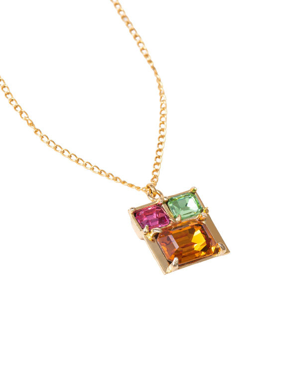 Fashion Jewelry-18k Gold Plated-Pendants-Elysian Crystal-Orange-VOYCE1022-Fashion Edit Voyce - Shop Cult Modern