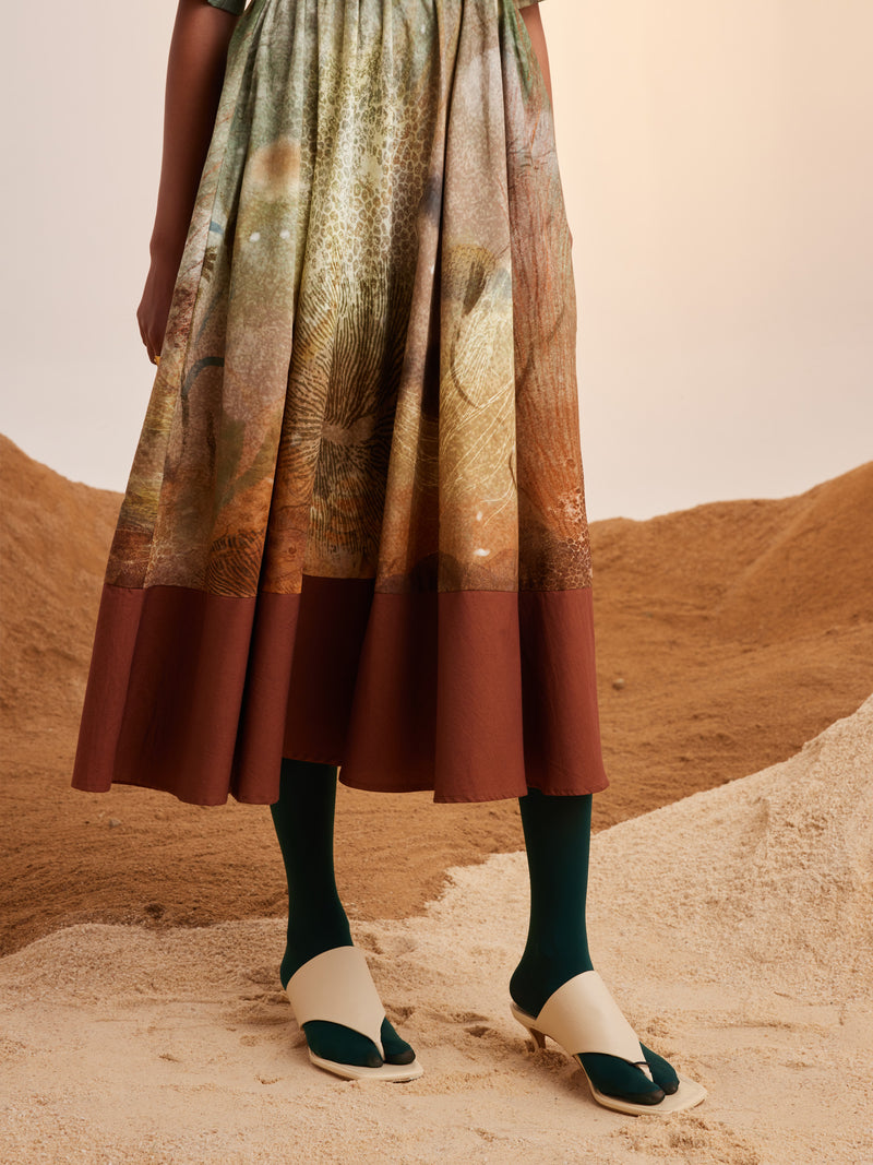 Summer Dress Print Blocked-Underwater-Cotton Ss23-Pbd-Unw-Cord - Shop Cult Modern