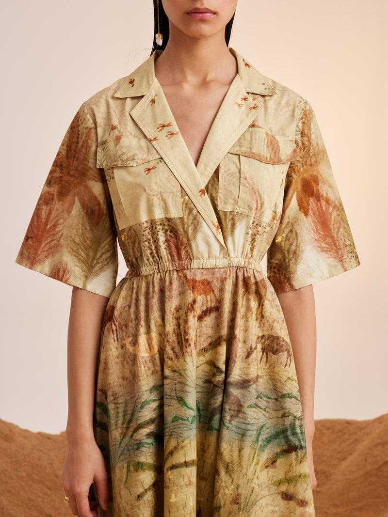 Summer Dress Print Blocked-Woods-Cotton Ss23-Pbd-Wod-Cord - Shop Cult Modern