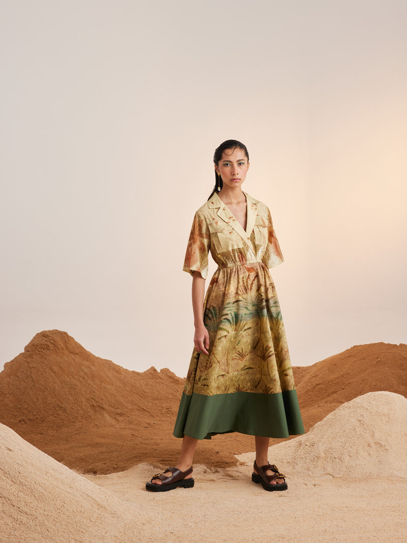 Summer Dress Print Blocked-Woods-Cotton Ss23-Pbd-Wod-Cord - Shop Cult Modern