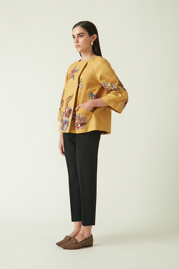 Summer Jacket Linen Embroidered-Fashion Edit Java 03A-7JV-14-Payal Pratap - Shop Cult Modern