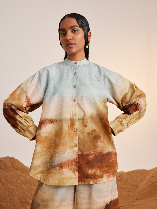 Summer Co-Ord Set Shirt A-Line-Blotch-Cotton Twill-Ss23-Alines-Set-Blp-Cord - Shop Cult Modern