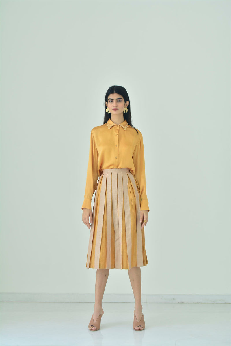 New Season Summer to Fall 2024-Skirt Two Toned Silk Amber Off White-C/TS/008-Suzanne-Fashion Edit Hemji - Shop Cult Modern