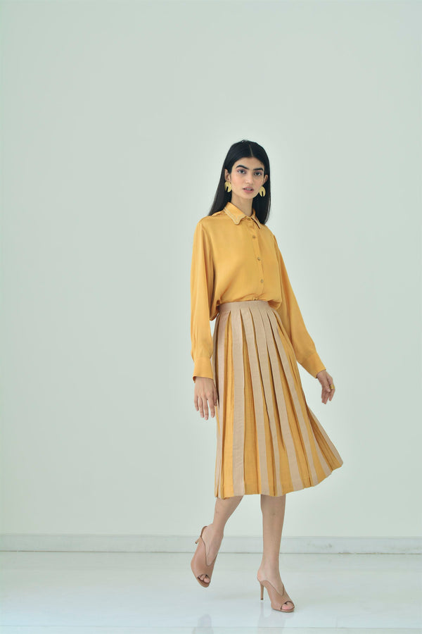New Season Summer to Fall 2023-Skirt Two Toned Silk Amber Off White-C/TS/008-Suzanne-Fashion Edit Hemji - Shop Cult Modern