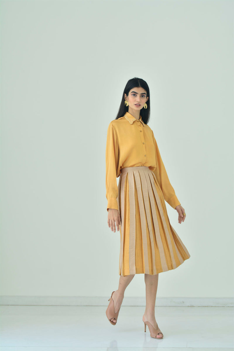 New Season Summer to Fall 2024-Skirt Two Toned Silk Amber Off White-C/TS/008-Suzanne-Fashion Edit Hemji - Shop Cult Modern