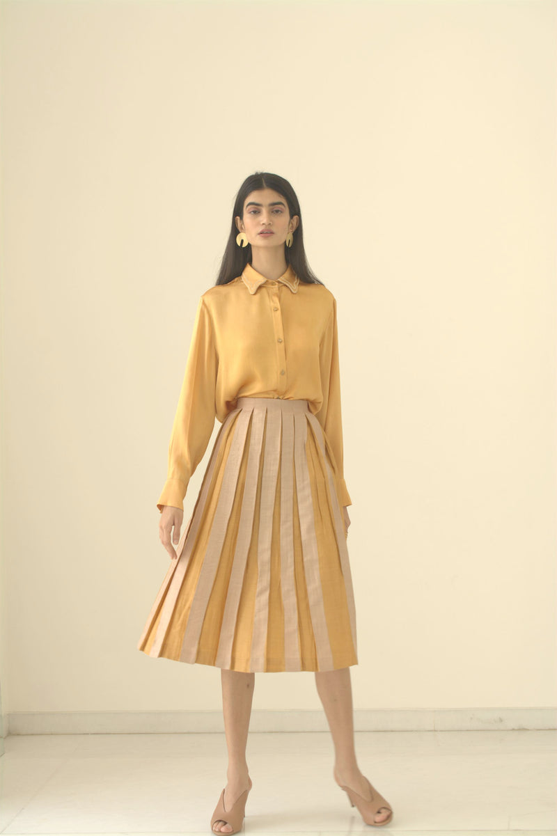 New Season Summer to Fall 2024-Skirt Two Toned Silk Amber Off White-C/TS/008-Suzanne-Fashion Edit Hemji - Shop Cult Modern