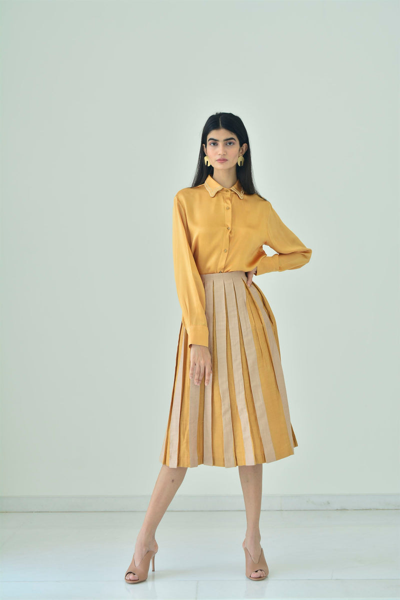 New Season Summer to Fall 2024-Skirt Two Toned Silk Amber Off White-C/TS/008-Suzanne-Fashion Edit Hemji - Shop Cult Modern