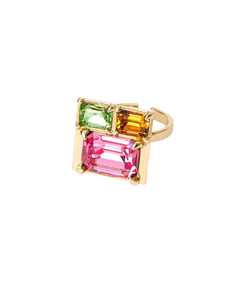 Fashion Jewelry-18k Gold Plated-Ring-Elysian Crystal Signature-Pink-VOYCE1017-Fashion Edit Voyce - Shop Cult Modern