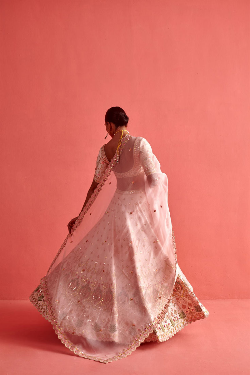 New Season Festive 2024-Coord Set-Raw Silk/Organza 3pcs Powder Pink-AS108-Fashion Wedding Edit Aarti Sethia - Shop Cult Modern