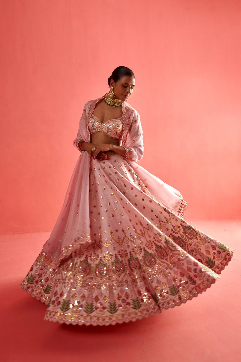 New Season Festive 2024-Dupatta-Organza Powder Pink-AS119-Fashion Wedding Edit Aarti Sethia - Shop Cult Modern