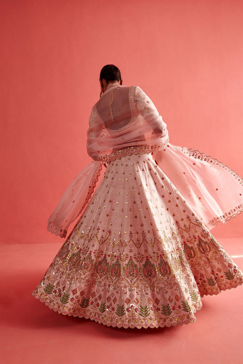 New Season Festive 2024-Coord Set-Raw Silk/Organza 3pcs Powder Pink-AS108-Fashion Wedding Edit Aarti Sethia - Shop Cult Modern