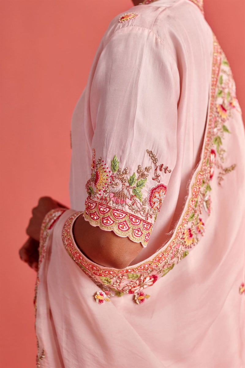 New Season Festive 2024-Dupatta-Organza Powder Pink-AS120-Fashion Wedding Edit Aarti Sethia - Shop Cult Modern