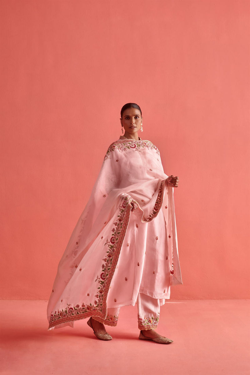 New Season Festive 2024-Coord Set-Pure Silk/Organza 3pcs Powder Pink-AS111-Fashion Wedding Edit Aarti Sethia - Shop Cult Modern
