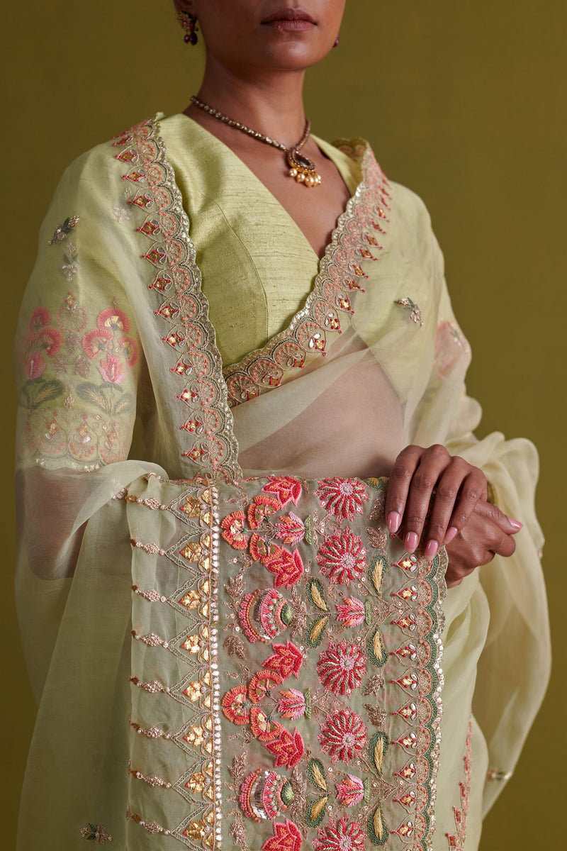 New Season Festive 2024-Blouse-Raw Silk Pista Green-AS122-Fashion Wedding Edit Aarti Sethia - Shop Cult Modern