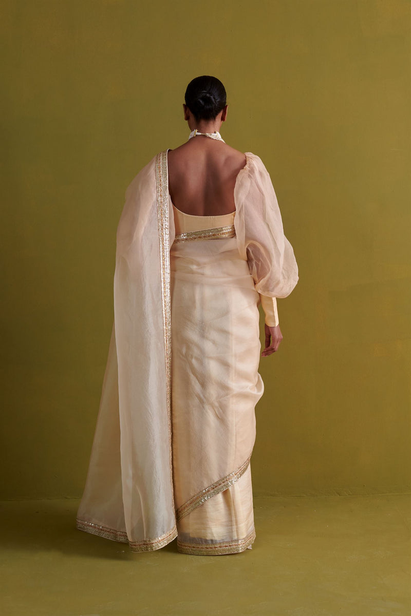 New Season Festive 2024-Saree-Organza/Raw Silk 3pcs Beige-AS107-Fashion Wedding Edit Aarti Sethia - Shop Cult Modern