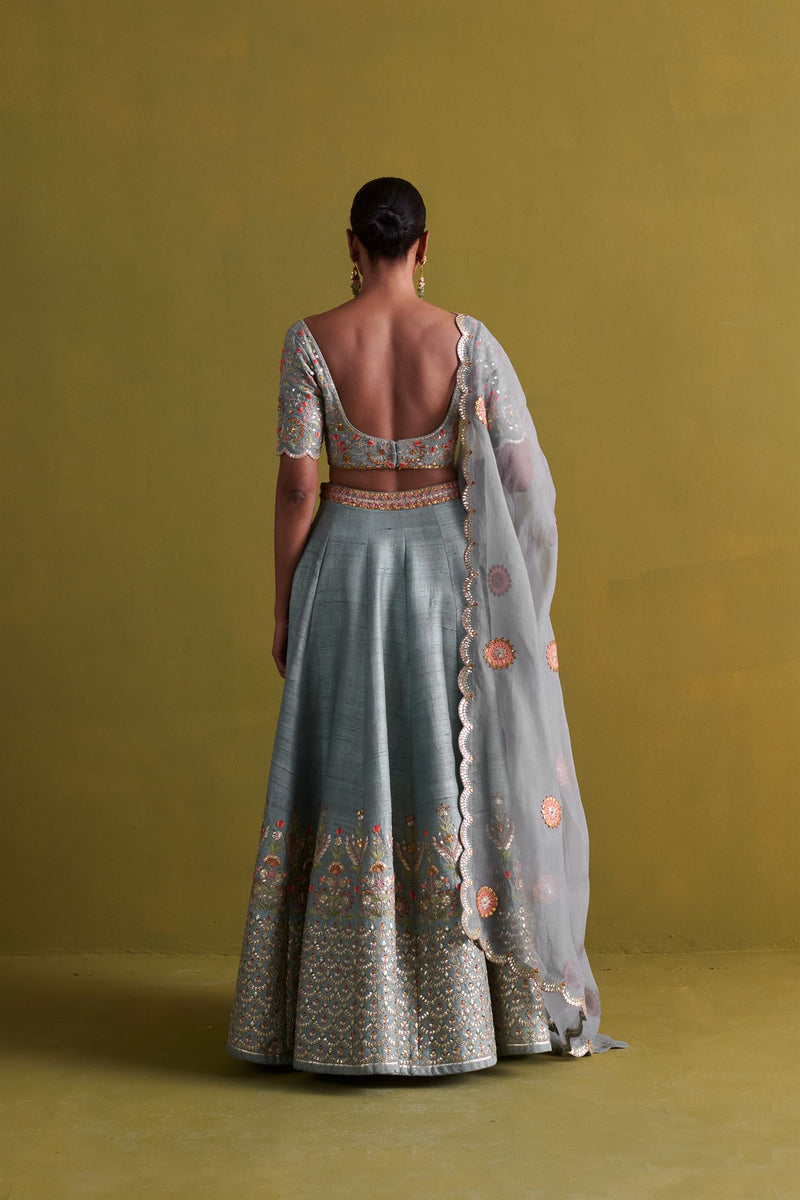 New Season Festive 2024-Coord Set-Raw Silk/Organza 3pcs Marine Blue-AS109-Fashion Wedding Edit Aarti Sethia - Shop Cult Modern