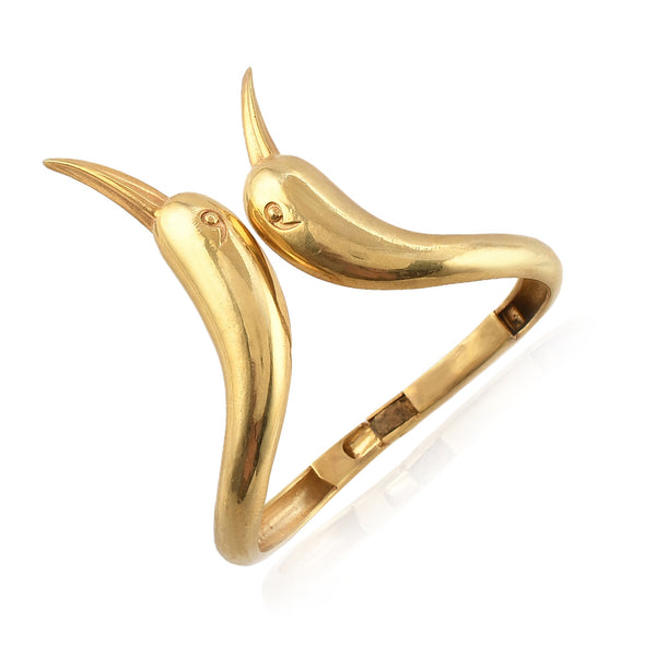 Demi Fine Jewelry-14k Gold Plated-Bangle-Twin Birdie Handcuff Brass-B03/22-Fashion Edit Unbent - Shop Cult Modern