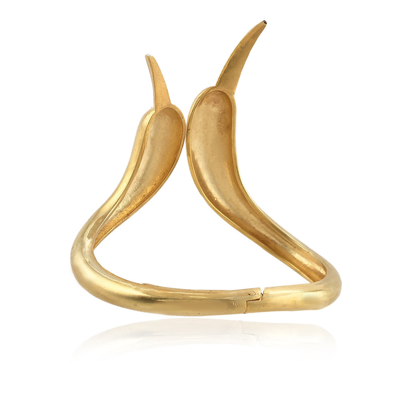 Demi Fine Jewelry-14k Gold Plated-Bangle-Twin Birdie Handcuff Brass-B03/22-Fashion Edit Unbent - Shop Cult Modern