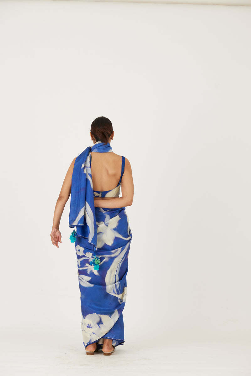 New Season Fall 23/Summer 24-Saree -Silk-Chicory 
Blue-YAMLS22-Fashion Edit Yam - Shop Cult Modern