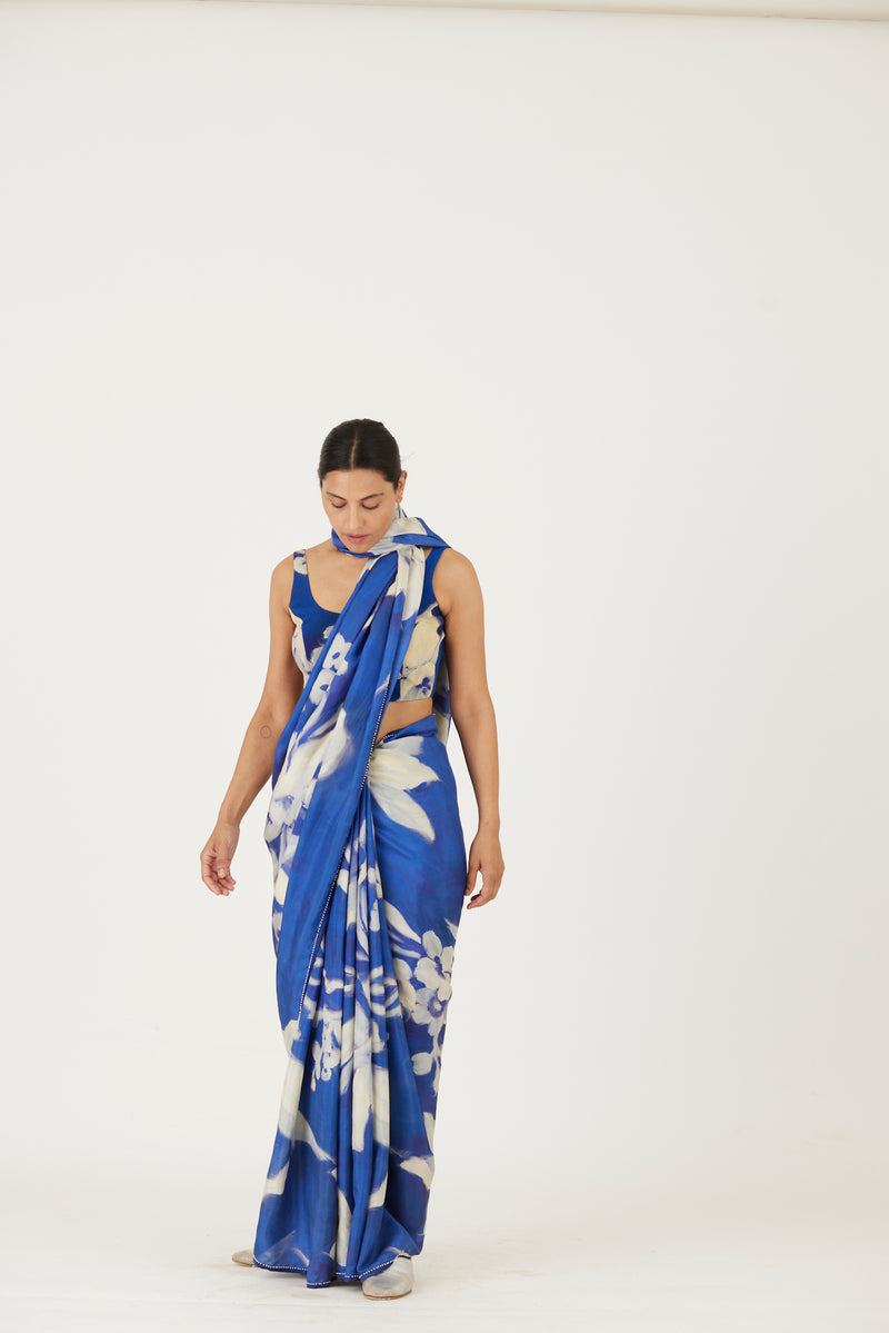 New Season Fall 23/Summer 24-Saree -Silk-Chicory 
Blue-YAMLS22-Fashion Edit Yam - Shop Cult Modern