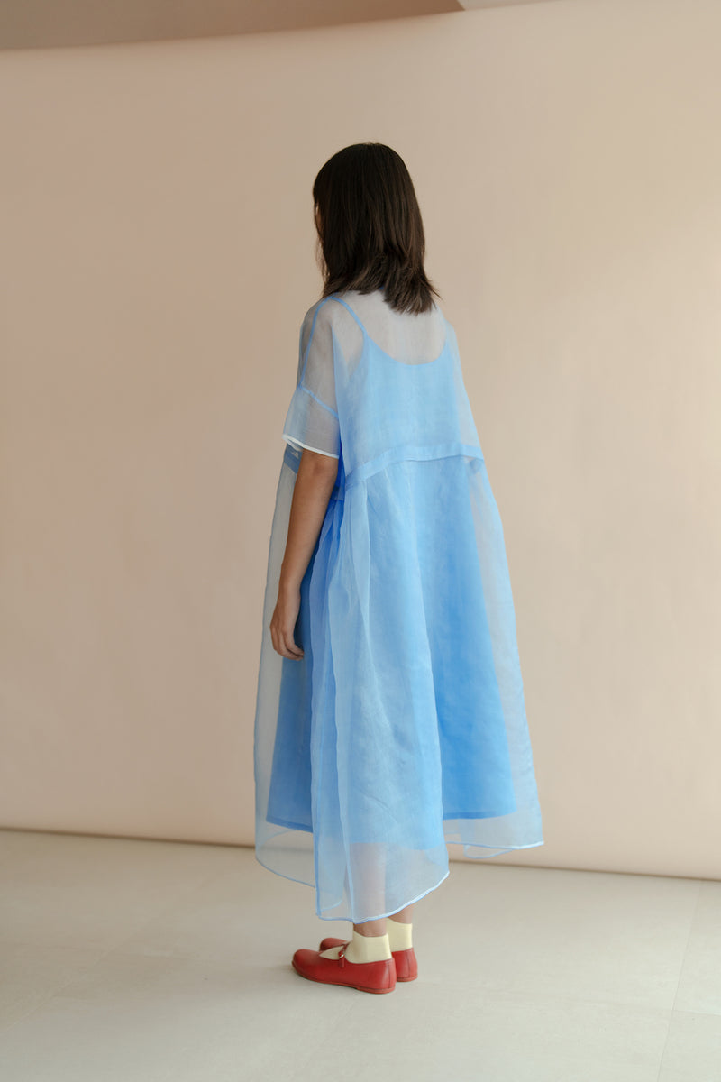 New All Season Dress Silk Organza Clover Blue-R.B.-Fashion Edit Runaway Bicycle - Shop Cult Modern