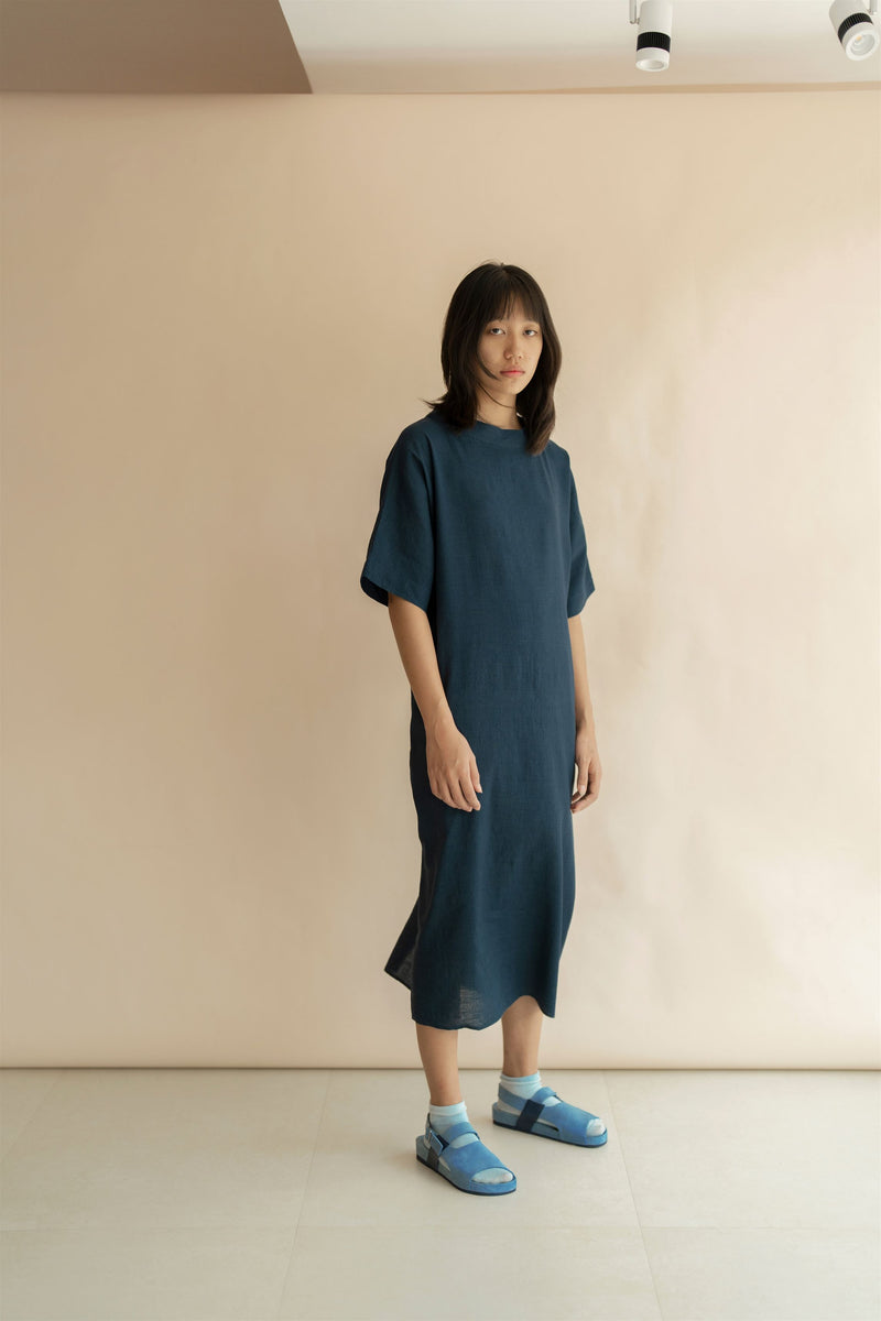 New All Season Dress Handloom Linen Jester Deep Indigo-R.B.-Fashion Edit Runaway Bicycle - Shop Cult Modern