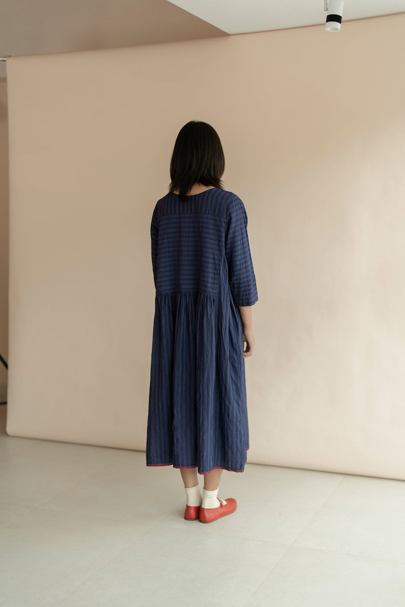 New All Season Dress Cotton Silk Nina Deep Indigo-R.B.-Fashion Edit Runaway Bicycle - Shop Cult Modern