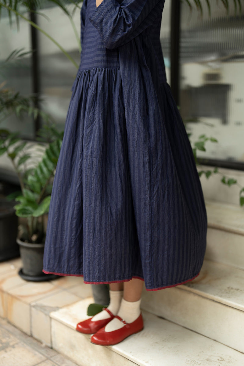 New All Season Dress Cotton Silk Nina Deep Indigo-R.B.-Fashion Edit Runaway Bicycle - Shop Cult Modern