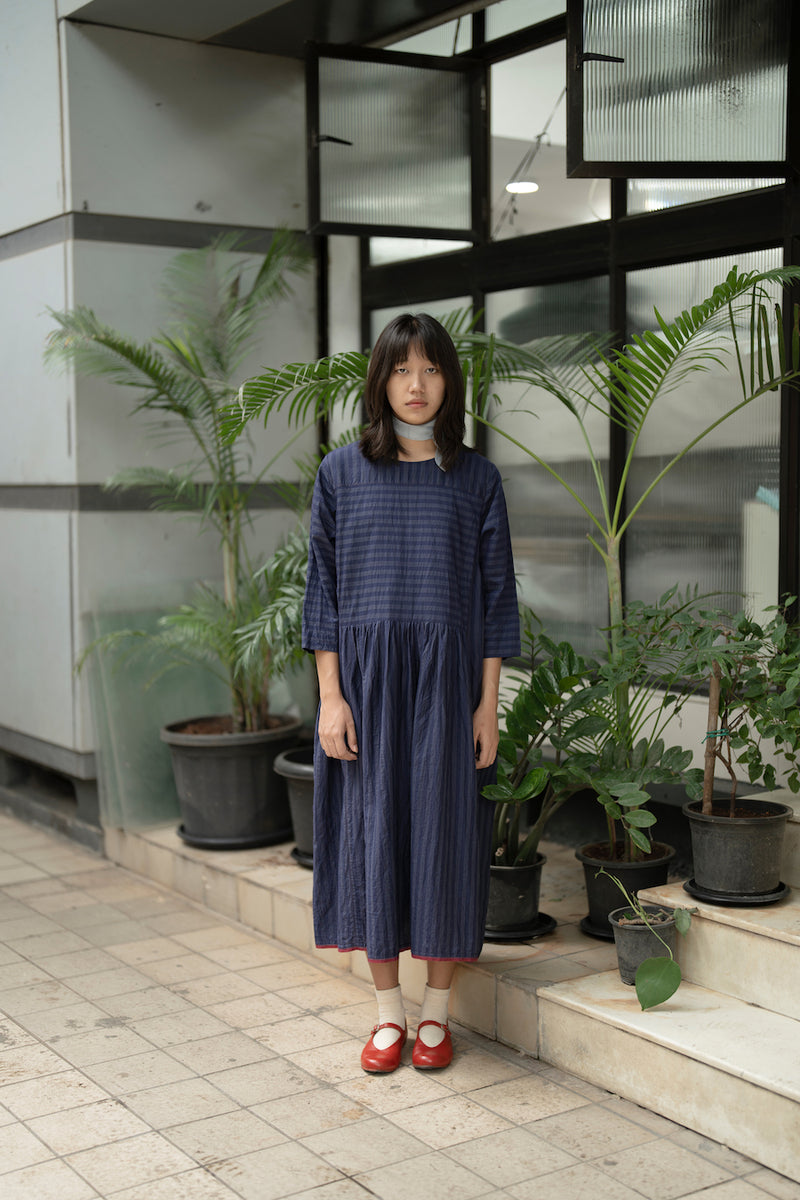 New All Season Dress Cotton Silk Nina Deep Indigo-R.B.-Fashion Edit Runaway Bicycle - Shop Cult Modern