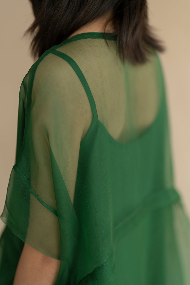 New All Season Dress Silk Organza Clover Green-R.B.-Fashion Edit Runaway Bicycle - Shop Cult Modern