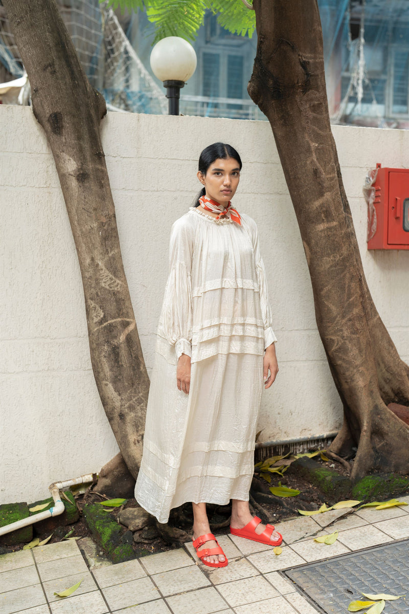 New All Season Dress Handloom Silk  Alva Alabaster-R.B.-Fashion Edit Runaway Bicycle - Shop Cult Modern