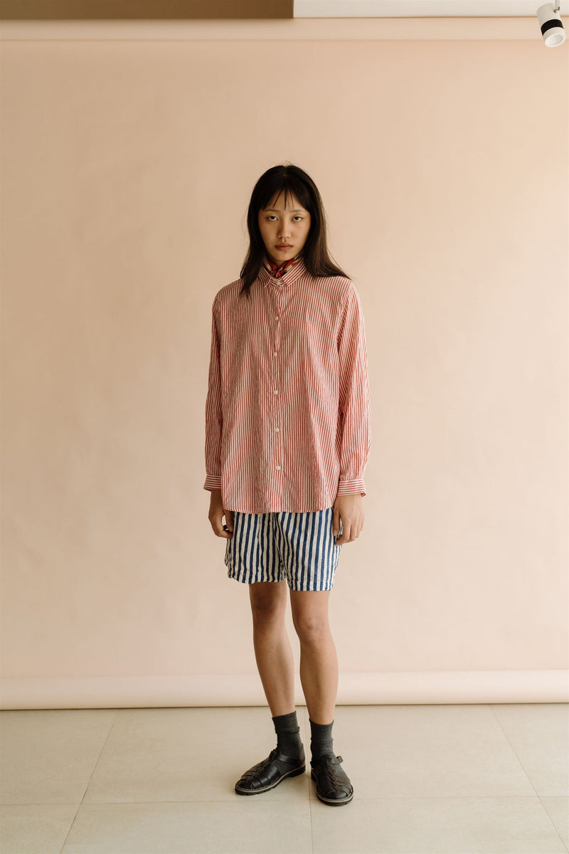 New All Season Shirt Handloom Cotton Viti Red Stripes-R.B.-Fashion Edit Runaway Bicycle - Shop Cult Modern