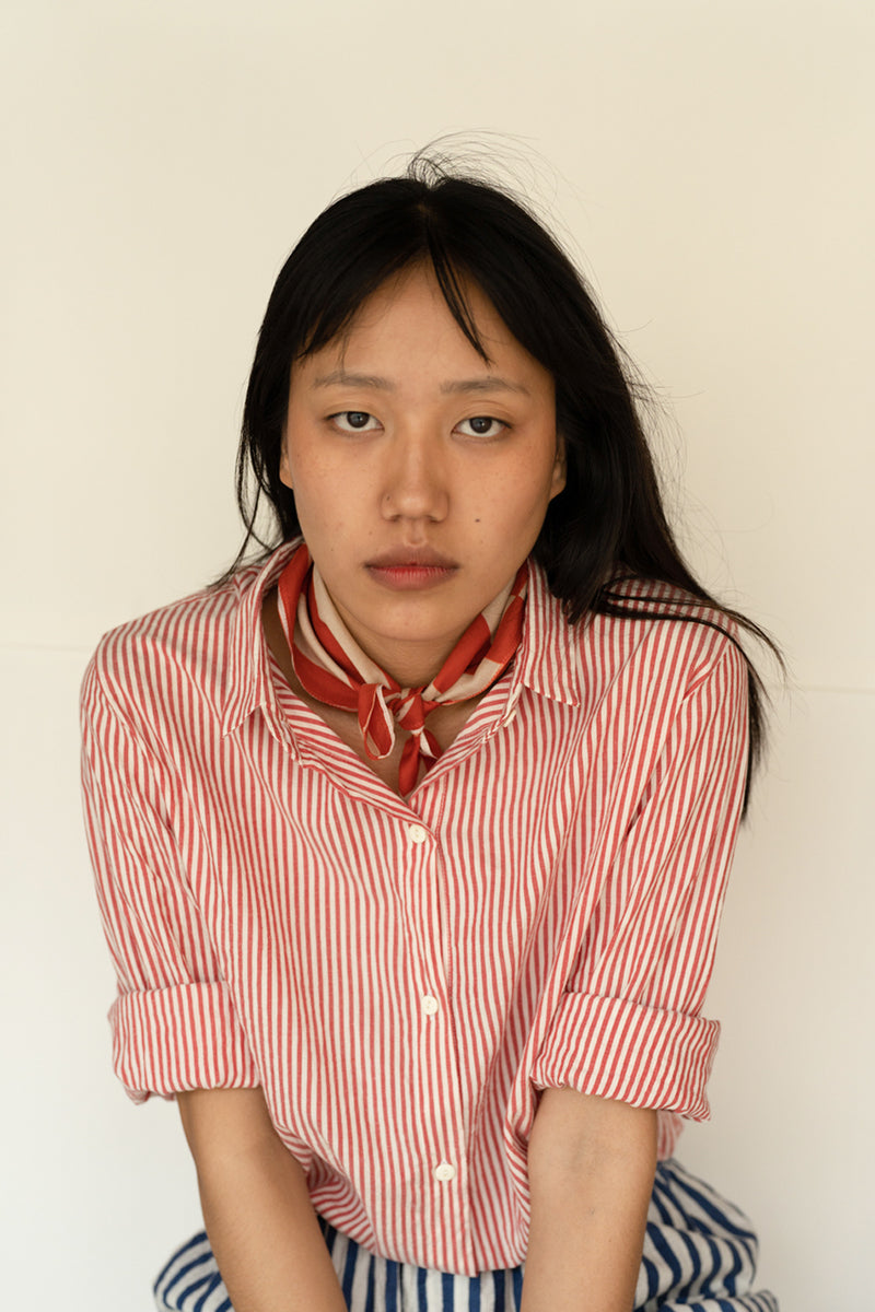 New All Season Shirt Handloom Cotton Viti Red Stripes-R.B.-Fashion Edit Runaway Bicycle - Shop Cult Modern