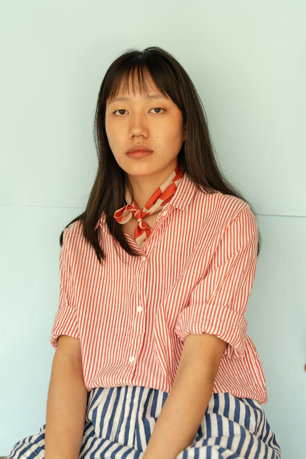 New All Season Shirt Handloom Cotton Viti Red Stripes-R.B.-Fashion Edit Runaway Bicycle - Shop Cult Modern