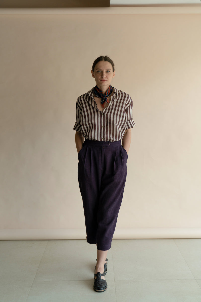 New All Season Shirt Cotton Silk Viti Brown Stripes-R.B.-Fashion Edit Runaway Bicycle - Shop Cult Modern