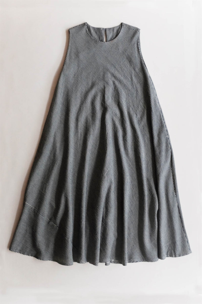 New All Season Dress Handloom Cotton Mizzle Natural Charcoal Stripes-R.B.-Fashion Edit Runaway Bicycle - Shop Cult Modern