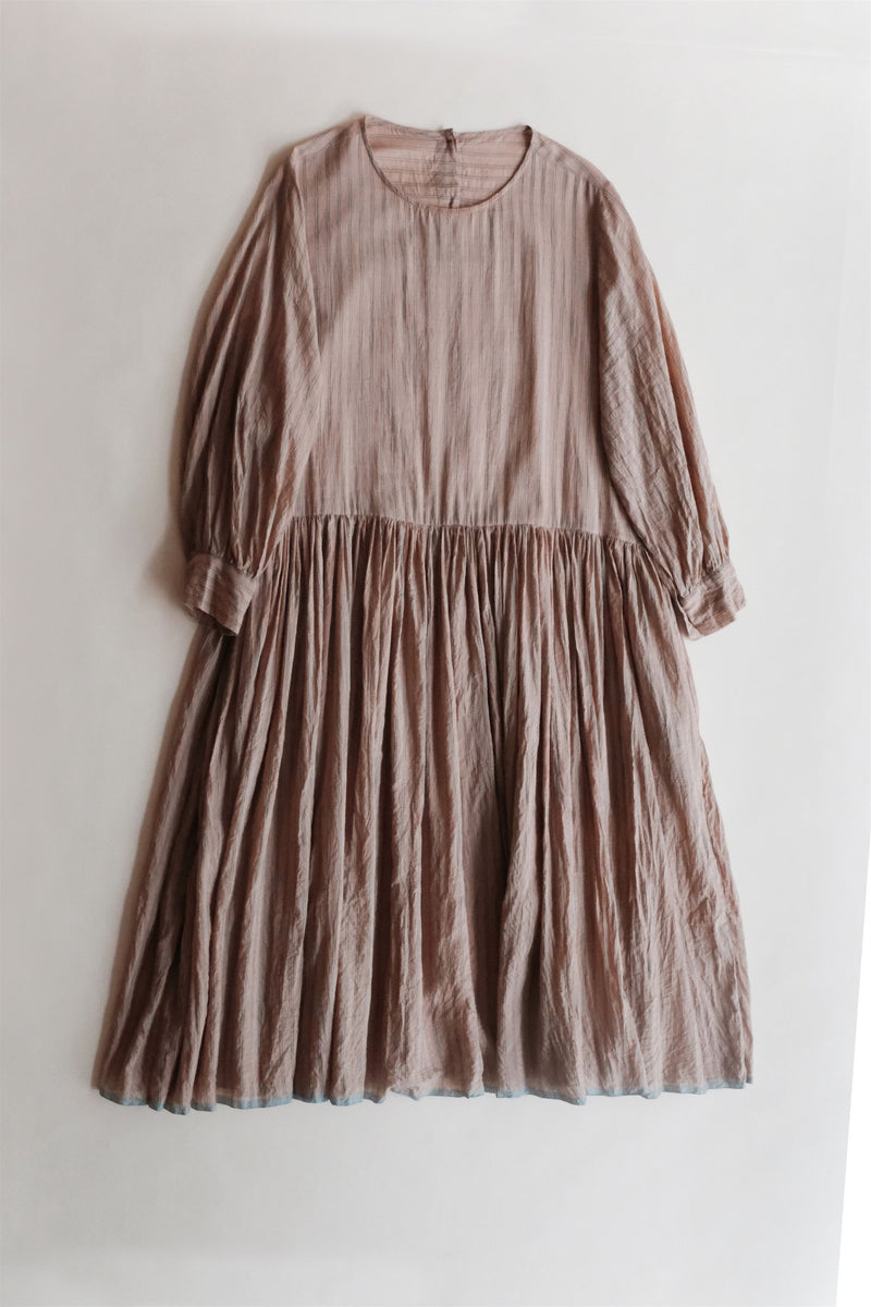 New All Season Dress Handloom Cotton Silk Yini Oyster Pink Stripe-R.B.-Fashion Edit Runaway Bicycle - Shop Cult Modern