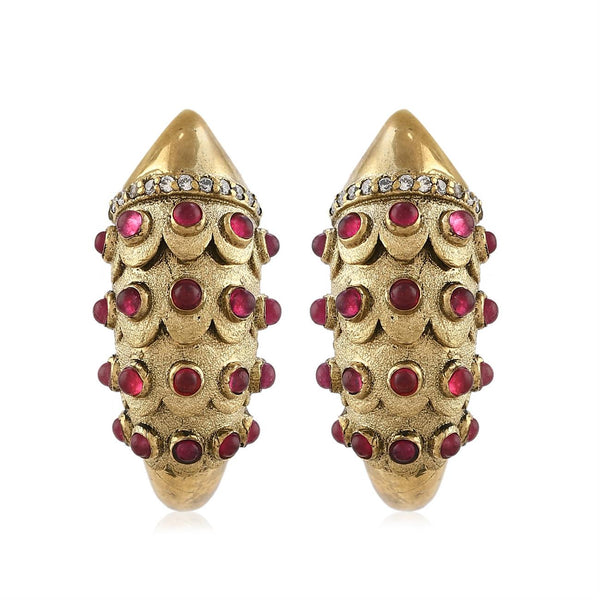 Demi Fine Jewelry-14k Gold Plated-Earring-Fish Hoops(Pink)Brass-E26/22-Fashion Edit Unbent - Shop Cult Modern