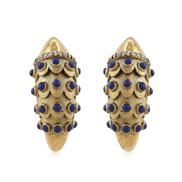 Demi Fine Jewelry-14k Gold Plated-Earring-Fish Hoops(Blue)Brass-E27/22-Fashion Edit Unbent - Shop Cult Modern