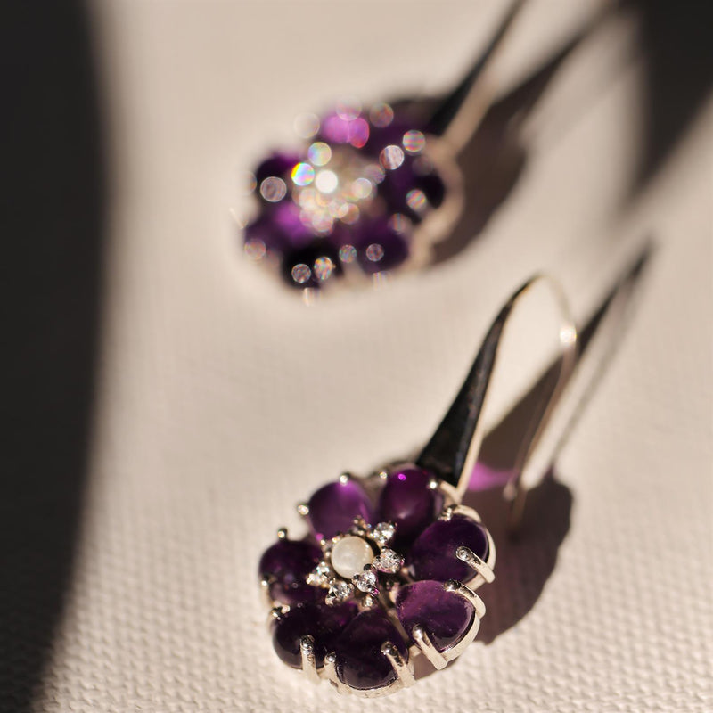 Demi Fine Jewelry-White Gold Plated-Earring-Amethyst Flower Silver-E33/22-Fashion Edit Unbent - Shop Cult Modern