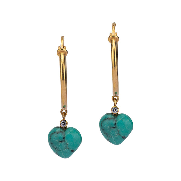 Demi Fine Jewelry-14k Gold Plated-Earring-Heart Bali In Gold Turquoise Silver-E41/23-Fashion Edit Unbent - Shop Cult Modern