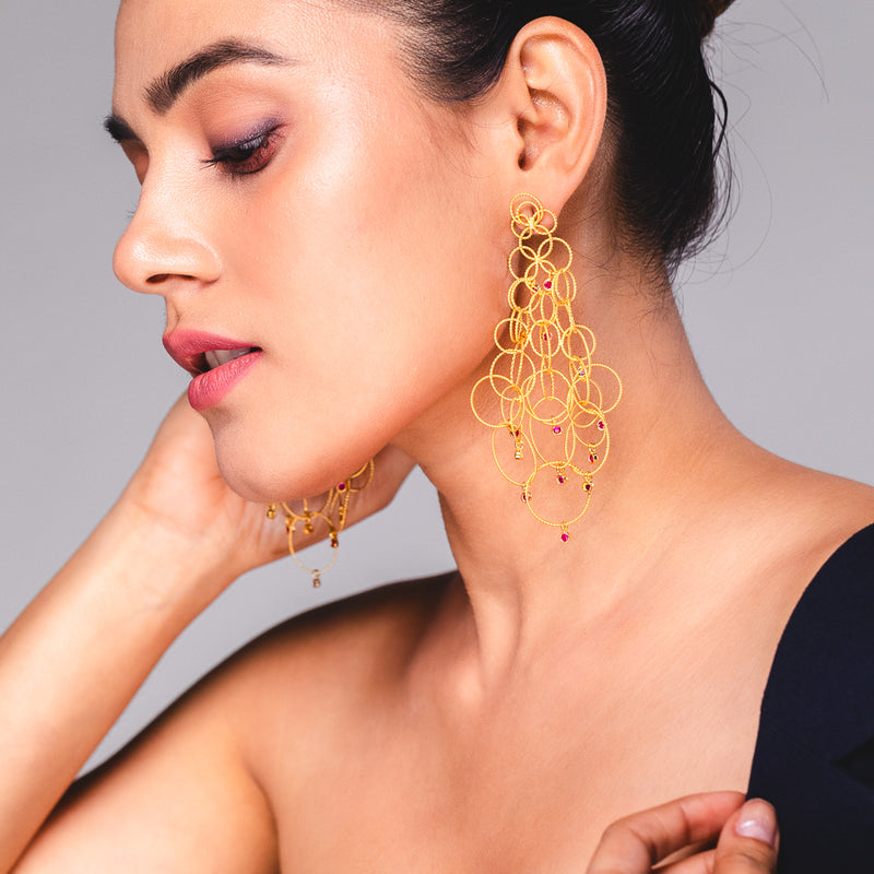 Demi Fine Jewelry-14k Gold Plated-Earring-Ringlets With Rubies Silver-E55/22-Fashion Edit Unbent - Shop Cult Modern