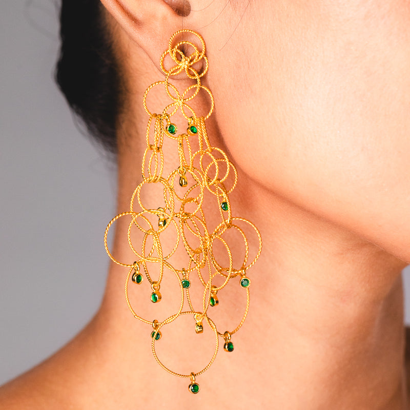 Demi Fine Jewelry-14k Gold Plated-Earring-Ringlets With Emeralds Silver-E56/22-Fashion Edit Unbent - Shop Cult Modern