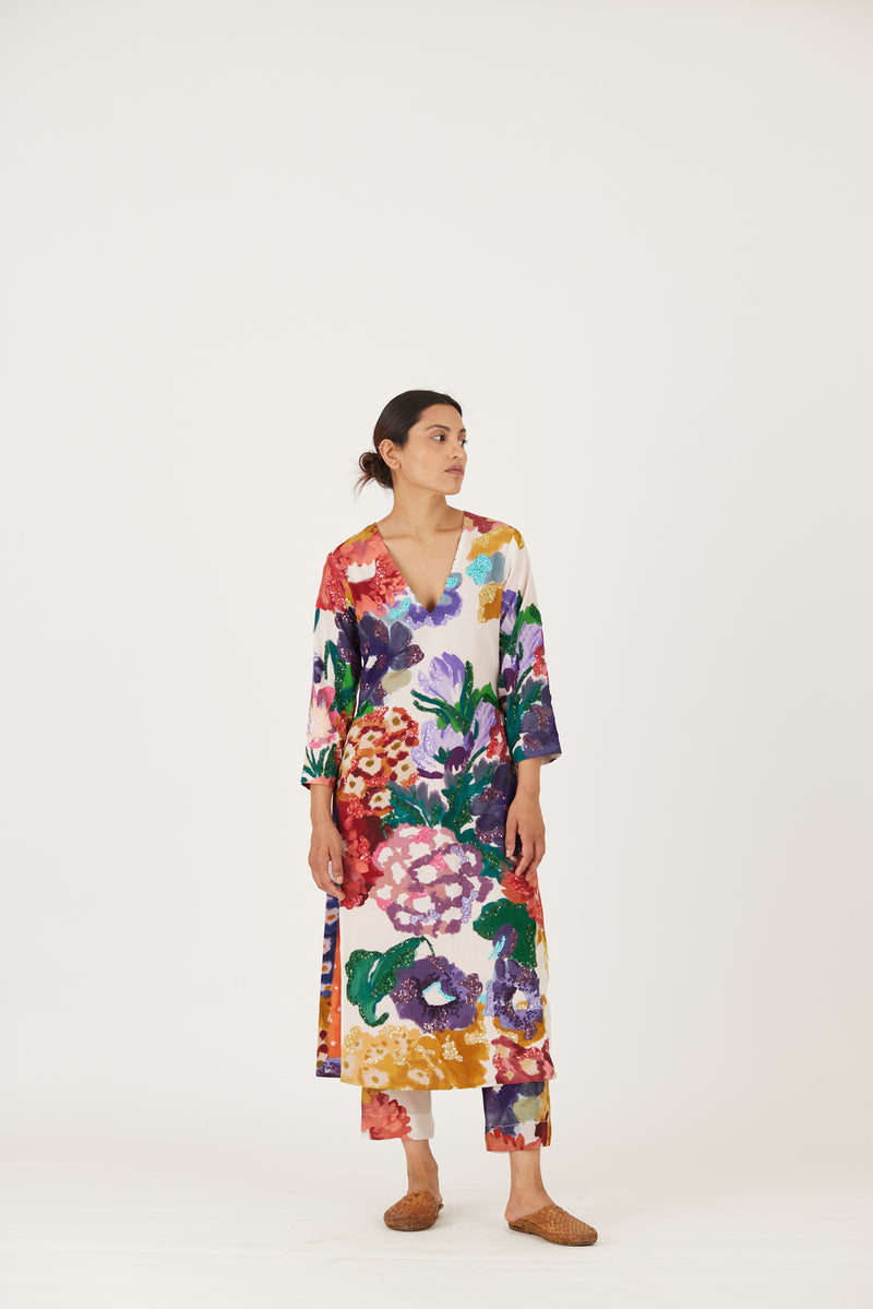 New Season Fall 23/Summer 24-Coord Set-Crepe-Embroidered -Farah White-YAMLS08-Fashion Edit Yam - Shop Cult Modern