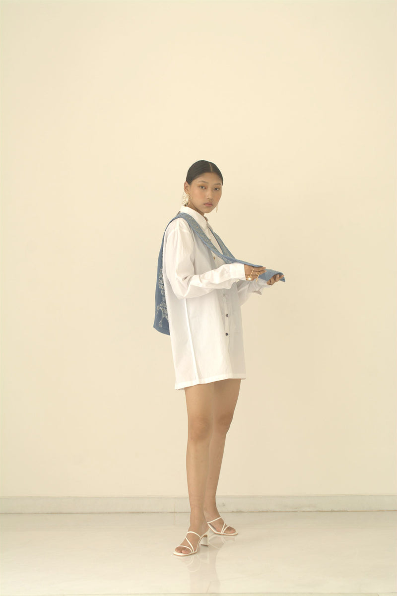 New Season Summer to Fall 2024-Shirt Button Down Cotton White-WH/C/019-Suzanne-Fashion Edit Hemji - Shop Cult Modern