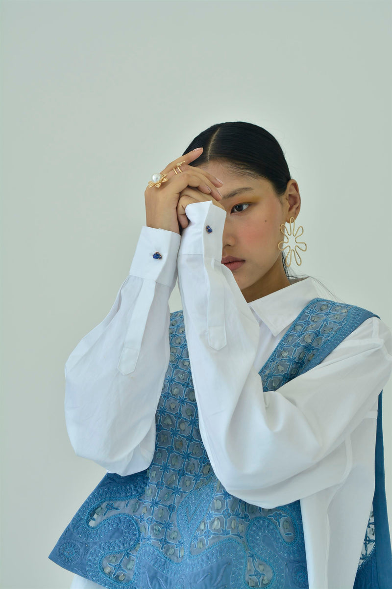 New Season Summer to Fall 2024-Shirt Button Down Cotton White-WH/C/019-Suzanne-Fashion Edit Hemji - Shop Cult Modern