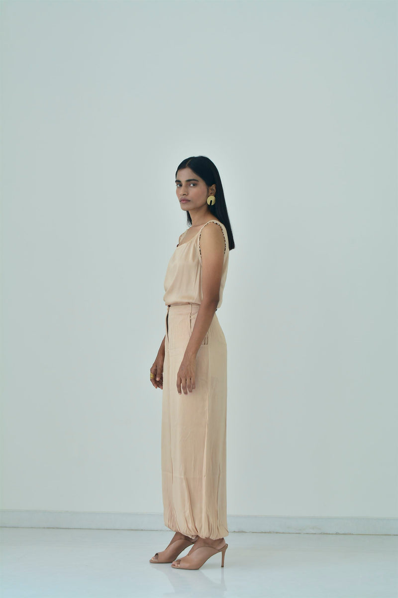 New Season Summer to Fall 2024-Top Racer Relaxed Fit Silk Caramel-CR/S/012-Suzanne-Fashion Edit Hemji - Shop Cult Modern